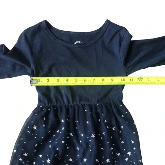 Wonder Nation Navy Unicorn Silver Star Long Sleeve Dress- Girls S 4-5 - Picture 6 of 10